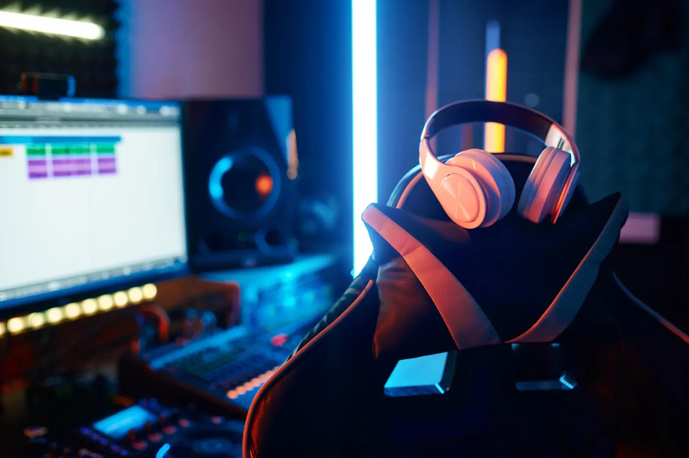 Headphones in a recording studio