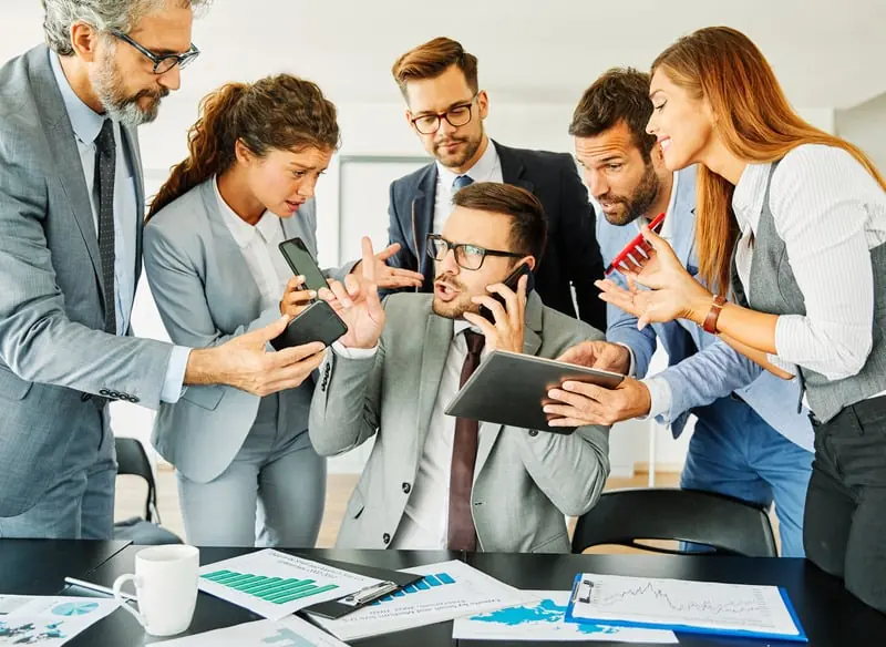 A leadership team working together